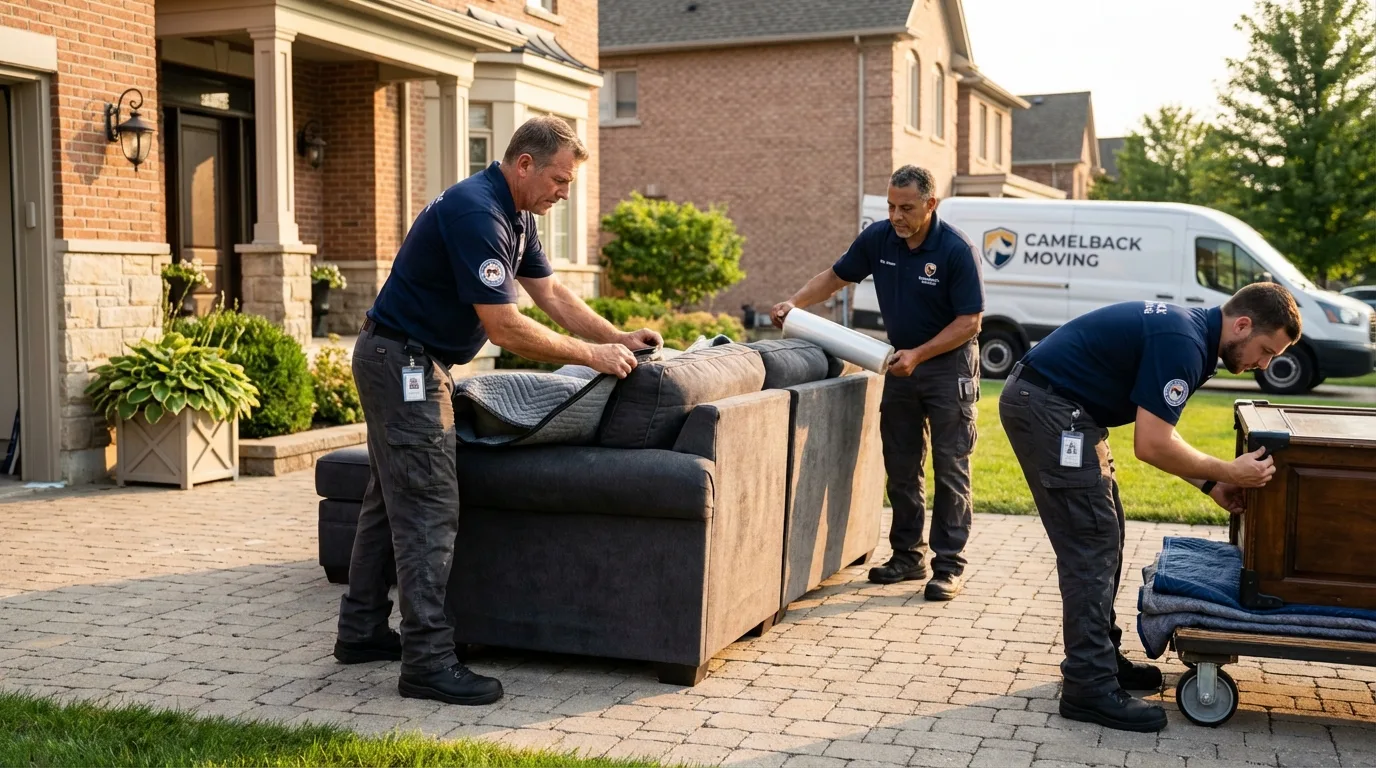 Large estate moving crew wrapping furniture in Ozark, AL